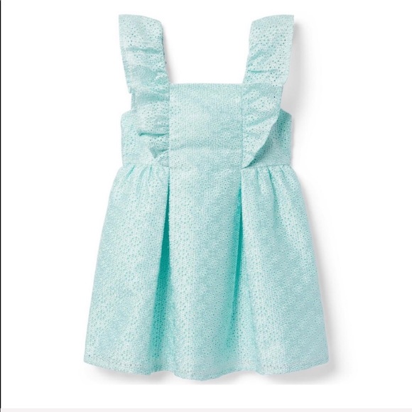 Janie & Jack Ruffle Eyelet Mint Dress - Picture 1 of 3